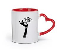 AYUEHBN Ceramics Coffee Cups with Handle Hinduism Mehndi Lotus Flower Meditation （11oz/320ml） Office, Home, Café, Dishwasher & Microwave Safe Red