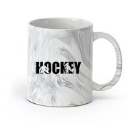 AYUEHBN Ceramics Coffee Cups with Handle Hockey Word Player Sports ation （11oz/320ml） Humorous Gift for Coffee Lovers, Work Besties, Coworkers & Friends Marble Black