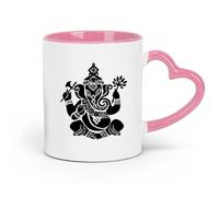 AYUEHBN Ceramics Coffee Cups with Handle Indian Elephant God Hinduism Religion （11oz/320ml） Stylish & Durable - Microwave & Dishwasher Safe Pink