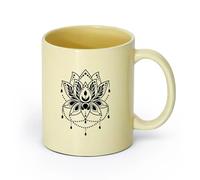 AYUEHBN Ceramics Coffee Cups with Handle Lotus Flower Buddhism Yoga Symbol Relax （11oz/320ml） Stylish & Durable - Microwave & Dishwasher Safe Beige