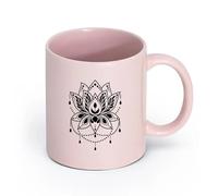 AYUEHBN Ceramics Coffee Cups with Handle Lotus Flower Buddhism Yoga Symbol Relax （11oz/320ml） Stylish & Durable - Microwave & Dishwasher Safe Pink