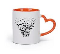 AYUEHBN Ceramics Coffee Cups with Handle Marine Animals Birds Fish Ocean （11oz/320ml） Coffee, Tea, Latte, Milk, Cocoa, Juice and Other Hot Drinks Orange