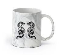 AYUEHBN Ceramics Coffee Cups with Handle Two Dragon Fantasy Myth Children's （11oz/320ml） Humorous Gift for Coffee Lovers, Work Besties, Coworkers & Friends Marble Black