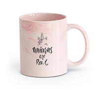 AYUEHBN Ceramics Coffee Cups with Handle Unicorn are Real Phrase Fantasy Myth （11oz/320ml） Stylish & Durable - Microwave & Dishwasher Safe Marble Pink