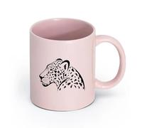 AYUEHBN Ceramics Coffee & Hot Drinks African Animal Predator Leopard Big Cat Head （11oz/320ml） for Tea, Coffee & Hot Drinks Pink