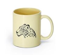 AYUEHBN Ceramics Coffee & Hot Drinks African Animal Predator Leopard Big Cat Head （11oz/320ml） for Tea, Coffee & Hot Drinks Beige