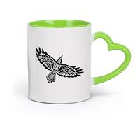 AYUEHBN Ceramics Coffee & Hot Drinks Celtic Ornament Raven Ethnic Style Pattern Bird （11oz/320ml） for Tea Coffee Milk Cappuccino Green