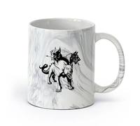 AYUEHBN Ceramics Coffee & Hot Drinks Cerberus Hell Animal Three Headed Dog Myth （11oz/320ml） Stylish & Durable - Microwave & Dishwasher Safe Marble Black