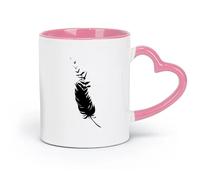 AYUEHBN Ceramics Coffee & Hot Drinks Feather Writing Patterns Flying Birds School （11oz/320ml） and Mulled Drinks, Espresso Pink