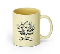 AYUEHBN Ceramics Coffee & Hot Drinks Naked Girl Natural Sex Appeal Flower Plants Ornament （11oz/320ml） Dishwasher Safe Beige