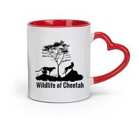 AYUEHBN Ceramics Coffee & Hot Drinks Wildlife Cheetah Animal Africa Children's n （11oz/320ml） Office, Home, Café, Dishwasher & Microwave Safe Red