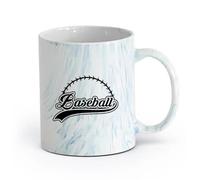 AYUEHBN Ceramics Coffee Milk Tea Ceramic Mugs Baseball Word Abstract Ball Fan Sport （11oz/320ml） Great Gift for Lovers Marble Blue