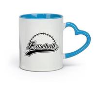 AYUEHBN Ceramics Coffee Milk Tea Ceramic Mugs Baseball Word Abstract Ball Fan Sport （11oz/320ml） Great Gift for Lovers Blue