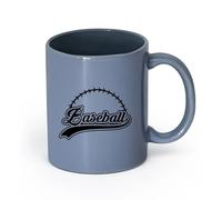 AYUEHBN Ceramics Coffee Milk Tea Ceramic Mugs Baseball Word Abstract Ball Fan Sport （11oz/320ml） Great Gift for Lovers Blue-Gray