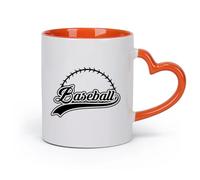 AYUEHBN Ceramics Coffee Milk Tea Ceramic Mugs Baseball Word Abstract Ball Fan Sport （11oz/320ml） Great Gift for Lovers Orange