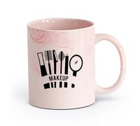 AYUEHBN Ceramics Coffee Milk Tea Ceramic Mugs Cosmetics Makeup Beauty Salon Woman Girl （11oz/320ml） Café or Restaurant Use Marble Pink