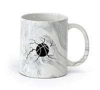 AYUEHBN Ceramics Coffee Milk Tea Ceramic Mugs Crack On The Basketball Game Ball Sport （11oz/320ml） for Espresso, Tea- Set Marble Black