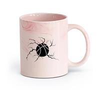 AYUEHBN Ceramics Coffee Milk Tea Ceramic Mugs Crack On The Basketball Game Ball Sport （11oz/320ml） for Espresso, Tea- Set Marble Pink