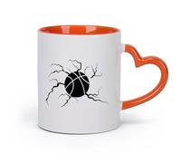 AYUEHBN Ceramics Coffee Milk Tea Ceramic Mugs Crack On The Basketball Game Ball Sport （11oz/320ml） for Espresso, Tea- Set Orange
