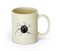 AYUEHBN Ceramics Coffee Milk Tea Ceramic Mugs Crack On The Basketball Game Ball Sport （11oz/320ml） for Espresso, Tea- Set Light Yellow