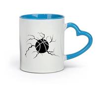 AYUEHBN Ceramics Coffee Milk Tea Ceramic Mugs Crack On The Basketball Game Ball Sport （11oz/320ml） for Espresso, Tea- Set Blue
