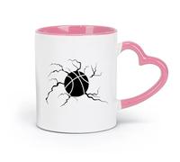 AYUEHBN Ceramics Coffee Milk Tea Ceramic Mugs Crack On The Basketball Game Ball Sport （11oz/320ml） for Espresso, Tea- Set Pink