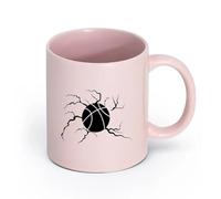 AYUEHBN Ceramics Coffee Milk Tea Ceramic Mugs Crack On The Basketball Game Ball Sport （11oz/320ml） for Espresso, Tea- Set Pink
