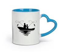 AYUEHBN Ceramics Coffee Milk Tea Ceramic Mugs Fishing Lake Boat Hobby Fish Club Relax （11oz/320ml） Unique Office Gift for Women & Men Blue