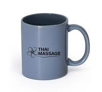 AYUEHBN Ceramics Coffee Milk Tea Ceramic Mugs Flower Thai Massage Therapy Relax Spa （11oz/320ml） for Coffee Oatmeal Tea Easy to Clean Blue-Gray