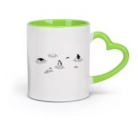 AYUEHBN Ceramics Coffee Milk Tea Ceramic Mugs Kids Arctic Penguins Cute Animals Family （11oz/320ml） for Tea Coffee Milk Cappuccino Green