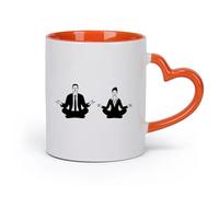 AYUEHBN Ceramics Coffee Milk Tea Ceramic Mugs Office Worker Break Relax Zen Meditation （11oz/320ml） Unique Office Gift for Women & Men Orange