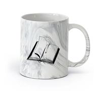 AYUEHBN Ceramics Coffee Milk Tea Ceramic Mugs Open Book Diary Literature Reading Store （11oz/320ml） Ideal for Home & Office Use Marble Black