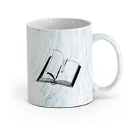 AYUEHBN Ceramics Coffee Milk Tea Ceramic Mugs Open Book Diary Literature Reading Store （11oz/320ml） Ideal for Home & Office Use Marble Blue