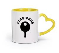 AYUEHBN Ceramics Coffee Milk Tea Ceramic Mugs Sports Tennis Ping Pong Racket Game Room （11oz/320ml） Ideal for Home & Office Use Yellow