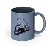 AYUEHBN Ceramics Coffee Milk Tea Ceramic Mugs Train Locomotive Steam Railway Transport （11oz/320ml） Café or Restaurant Use Blue-Gray