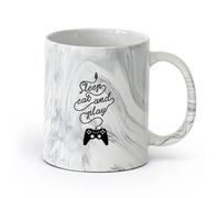 AYUEHBN Ceramics Coffee Milk Tea Ceramic Mugs Video Game Gamer Word Joystic Teenager （11oz/320ml） for Tea, Coffee & Hot Drinks Marble Black