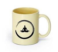 AYUEHBN Ceramics Coffee Milk Tea Ceramic Mugs Yoga Mediation Enzo Circle Lotus Pose （11oz/320ml） for Tea, Hot Chocolate Beige