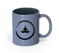 AYUEHBN Ceramics Coffee Milk Tea Ceramic Mugs Yoga Mediation Enzo Circle Lotus Pose （11oz/320ml） for Tea, Hot Chocolate Blue-Gray