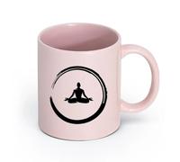 AYUEHBN Ceramics Coffee Milk Tea Ceramic Mugs Yoga Mediation Enzo Circle Lotus Pose （11oz/320ml） for Tea, Hot Chocolate Pink