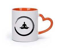 AYUEHBN Ceramics Coffee Milk Tea Ceramic Mugs Yoga Mediation Enzo Circle Lotus Pose （11oz/320ml） for Tea, Hot Chocolate Orange