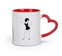 AYUEHBN Ceramics Coffee Mug African Hairstyle Woman Music Lover Headphones Sex Appeal Girl （11oz/320ml） for Home or Work Red