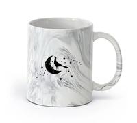 AYUEHBN Ceramics Coffee Mug, Amazing Bird On The Moon Crescent Night Bedroom （11oz/320ml） for Coffee, Soup, Tea, Milk, Latte, hot Cocoa, Ladies, Men Marble Black