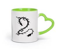 AYUEHBN Ceramics Coffee Mug Asian Dragon Ornament Chinese Oriental Style Fantasy （11oz/320ml） for Office, Home Green