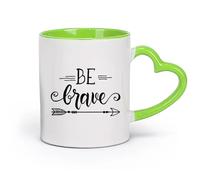 AYUEHBN Ceramics Coffee Mug Be Brave Arrows Feathers Ethnic Inspiration （11oz/320ml） Coffee, Tea, Latte, Milk, Cocoa, Juice and Other Hot Drinks Green