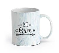 AYUEHBN Ceramics Coffee Mug Be Brave Arrows Feathers Ethnic Inspiration （11oz/320ml） Coffee, Tea, Latte, Milk, Cocoa, Juice and Other Hot Drinks Marble Blue