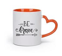 AYUEHBN Ceramics Coffee Mug Be Brave Arrows Feathers Ethnic Inspiration （11oz/320ml） Coffee, Tea, Latte, Milk, Cocoa, Juice and Other Hot Drinks Orange