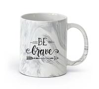 AYUEHBN Ceramics Coffee Mug Be Brave Arrows Feathers Ethnic Inspiration （11oz/320ml） Coffee, Tea, Latte, Milk, Cocoa, Juice and Other Hot Drinks Marble Black