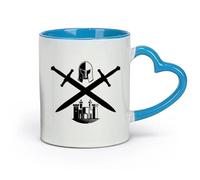 AYUEHBN Ceramics Coffee Mug, Crossed Swords Knight Helmet Castle Middle Ages （11oz/320ml） for Coffee, Soup, Tea, Milk, Latte, hot Cocoa, Ladies, Men Blue