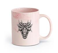 AYUEHBN Ceramics Coffee Mug, Dragon Head Fairy Myth Beast Fantastic Animal （11oz/320ml） Coffee, Tea, Latte, Milk, Cocoa, Juice and Other Hot Drinks Marble Pink