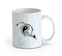 AYUEHBN Ceramics Coffee Mug Dragon Yin Yang Zen Oriental Myth Asian Fantasy （11oz/320ml） Humorous Gift for Coffee Lovers, Work Besties, Coworkers & Friends Marble Blue